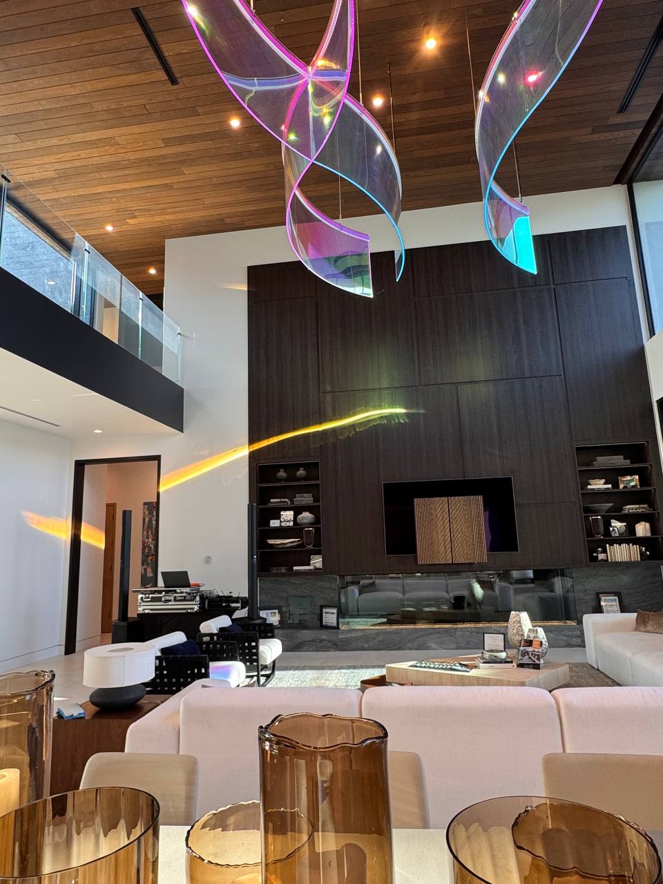 Golden hour light refractions through dichroic acrylic