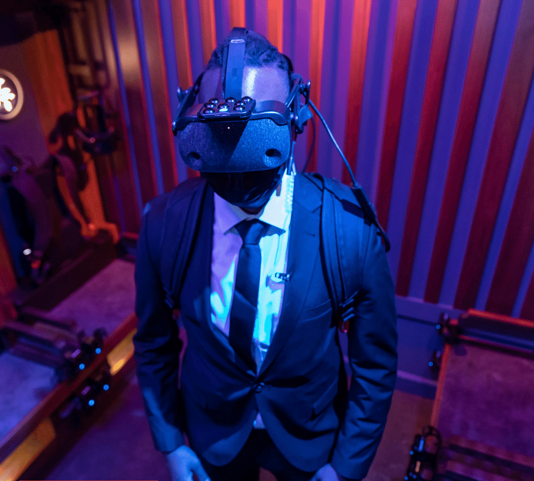 Dreamscape Immersive — guest wearing VR headset